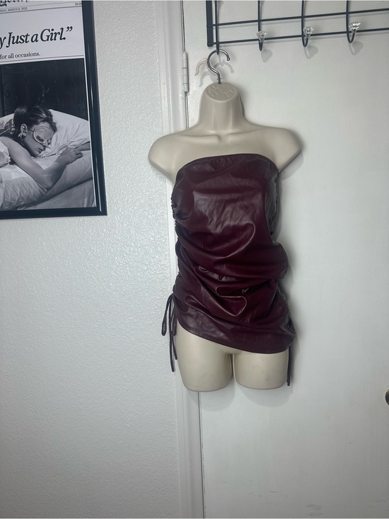 Fashion Nova Tops - Fashion Nova Burgundy Faux Leather Top